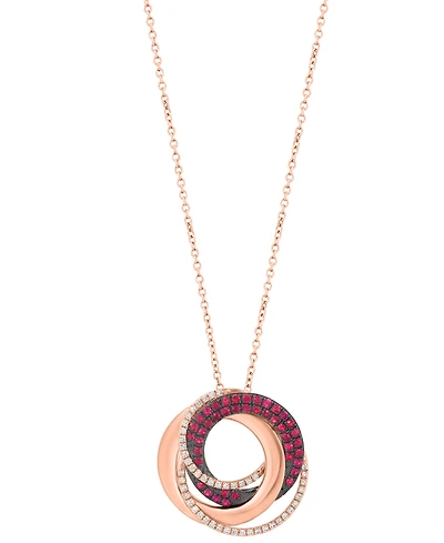 Effy Collection Diamond (1/6 ct. t.w.) & Ruby (1/3 ct. t.w.) Pendant Necklace in 14k Rose Gold