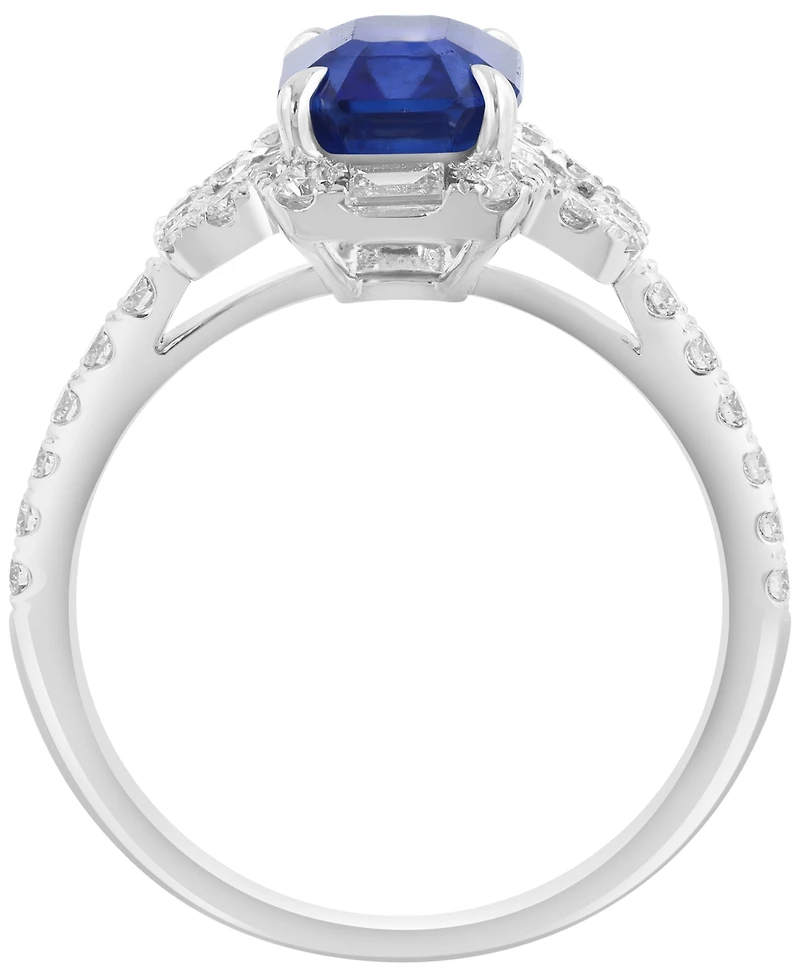 Effy Collection Diamond (5/8 ct. t.w.) & Sapphire (1-1/2 ct. t.w.) Ring in 14k White Gold