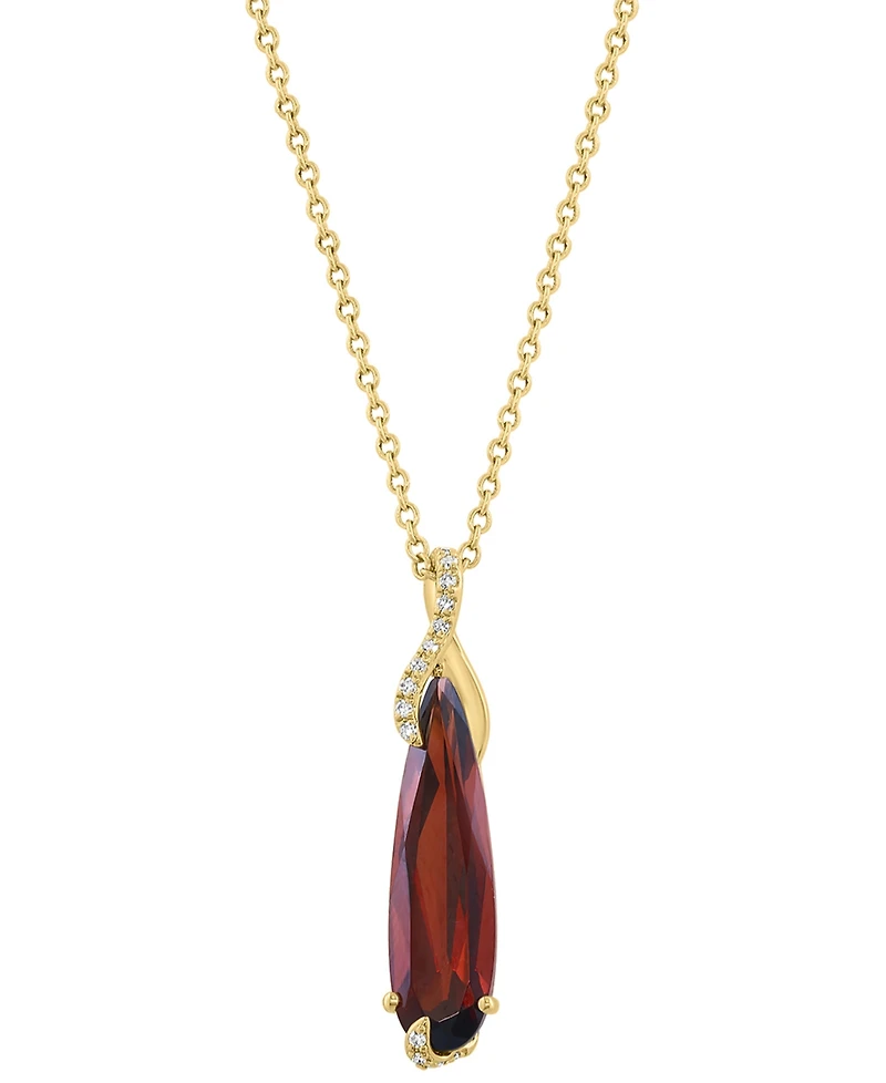 Effy Collection Diamond (1/10 ct. t.w.) & Garnet (3-3/8 ct. t.w.) Pendant Necklace in 14k Yellow Gold