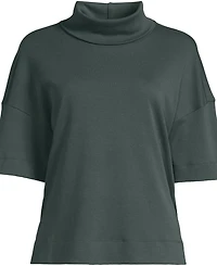 Lands' End Women's Elbow Sleeve Supima Cotton Relaxed Turtleneck