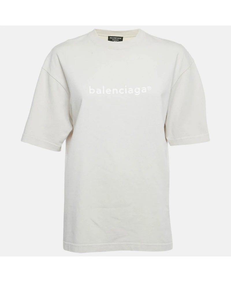 Pre-Owned Balenciaga Women's Logo Print Cotton Crewneck T-Shirt