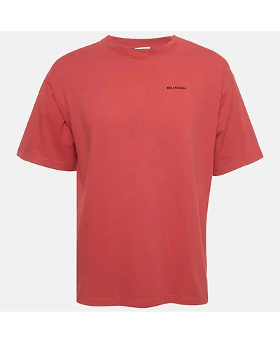 Pre-Owned Balenciaga Men's Logo Print Cotton Knit Crew Neck T-Shirt