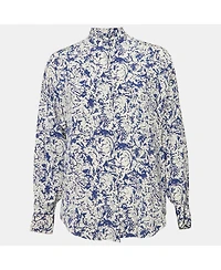 Pre-Owned Isabel Marant Women's White/blue Printed Silk Button Front Cade Top
