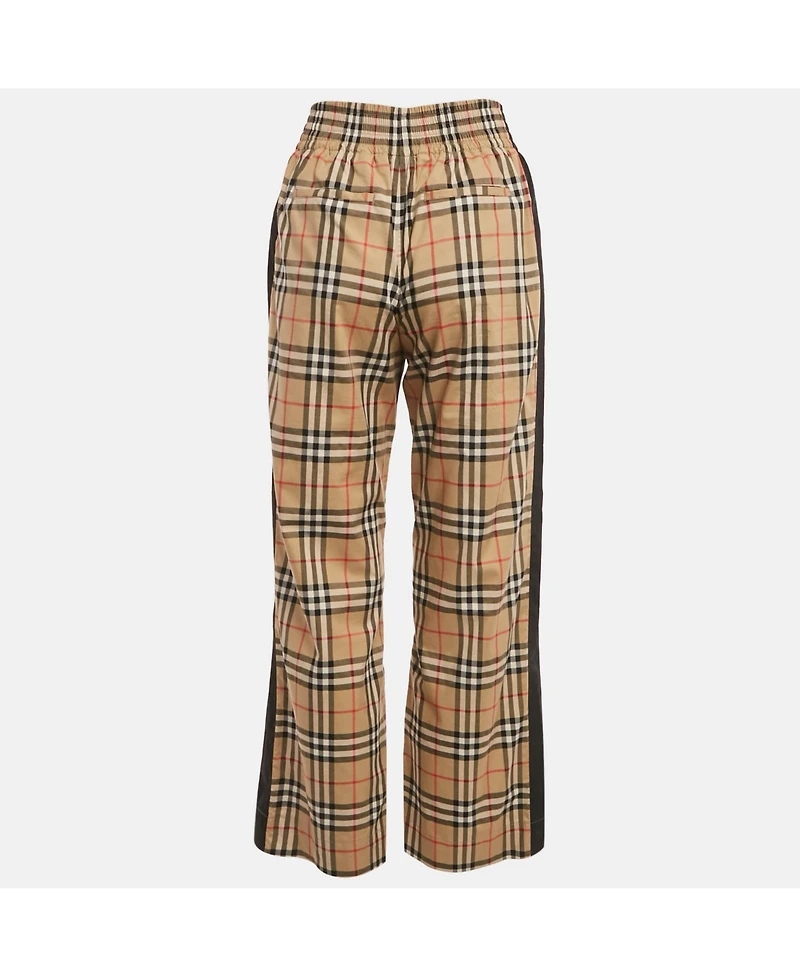 Pre-Owned Burberry Women's Check Print Cotton Contrast Side Trim Louane Trousers
