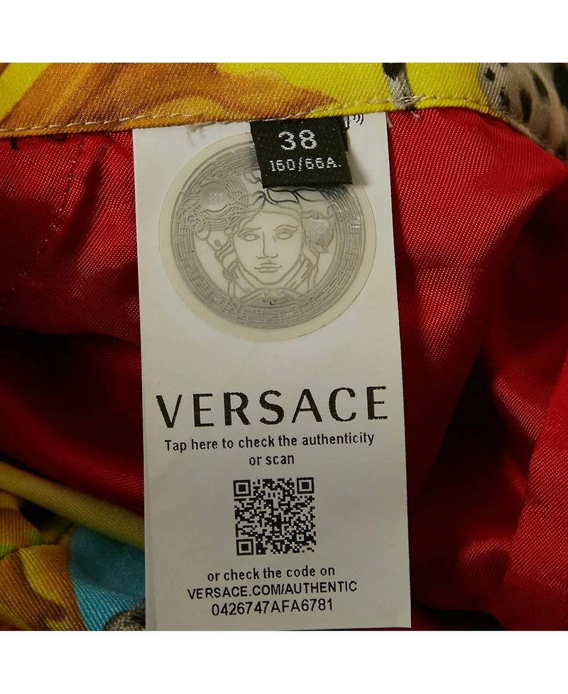 Pre-Owned Versace Women's Multicolor Barocco Acanthus Print Satin Shorts