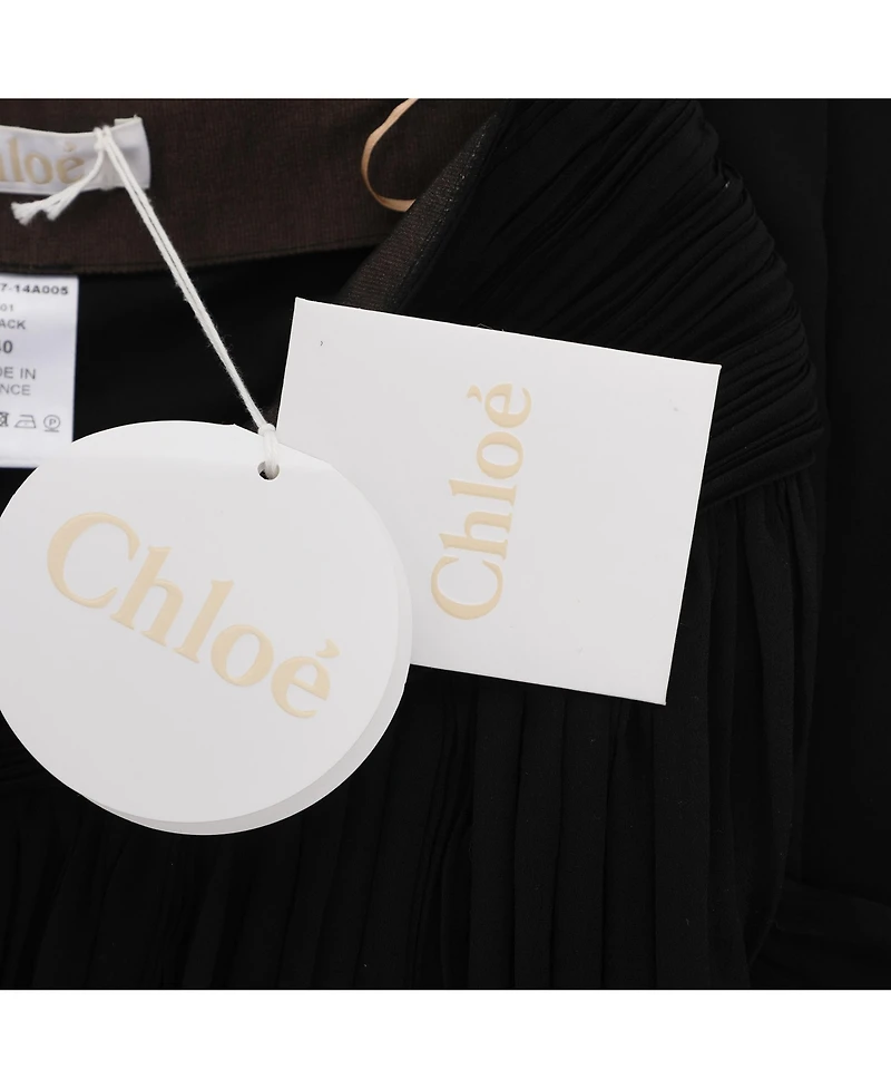 Pre-Owned Chloe Women's Black Silk Pleated Midi Skirts