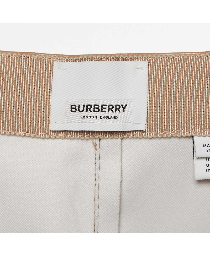 Pre-Owned Burberry Women's Beige Synthetic Split Hem Pencil Skirt
