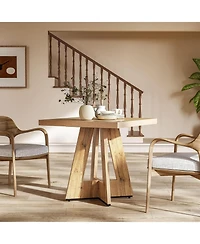 Tribesigns Square Dining Table for 4, 31.5-Inch Small Kitchen Table with Pedestal Base, Farmhouse Wooden Dinner Table