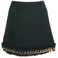 Pre-Owned Versace Women's Black Tweed Chain Insert Mini Skirt