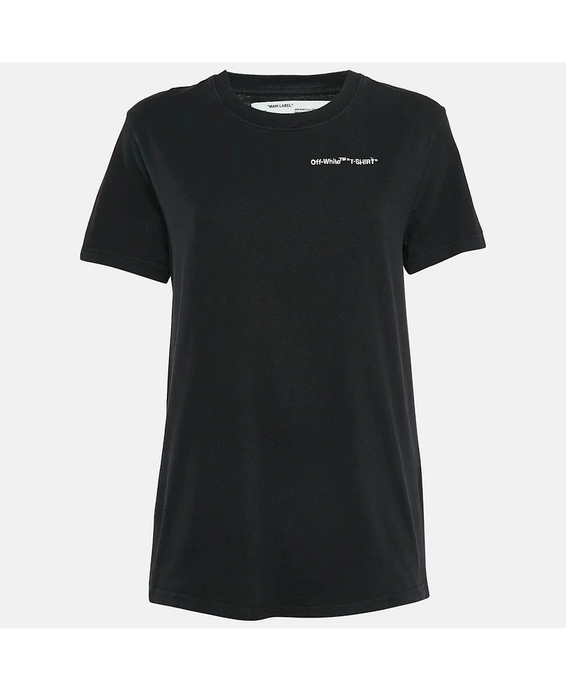 Pre-Owned Off-White Women's Pre-Owned Logo Embroidered Jersey Crew Neck T-Shirt