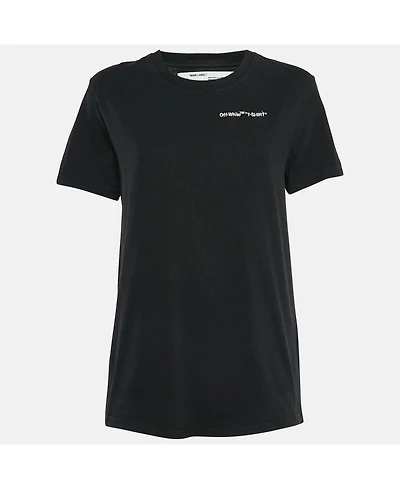 Pre-Owned Off-White Women's Pre-Owned Logo Embroidered Jersey Crew Neck T-Shirt