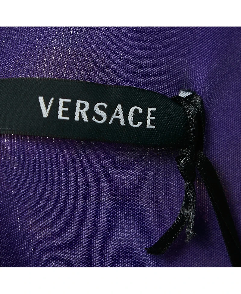 Pre-Owned Versace Women's Multicolor Floral Jersey V-Neck Long Sleeve Top