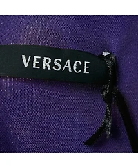 Pre-Owned Versace Women's Multicolor Floral Jersey V-Neck Long Sleeve Top