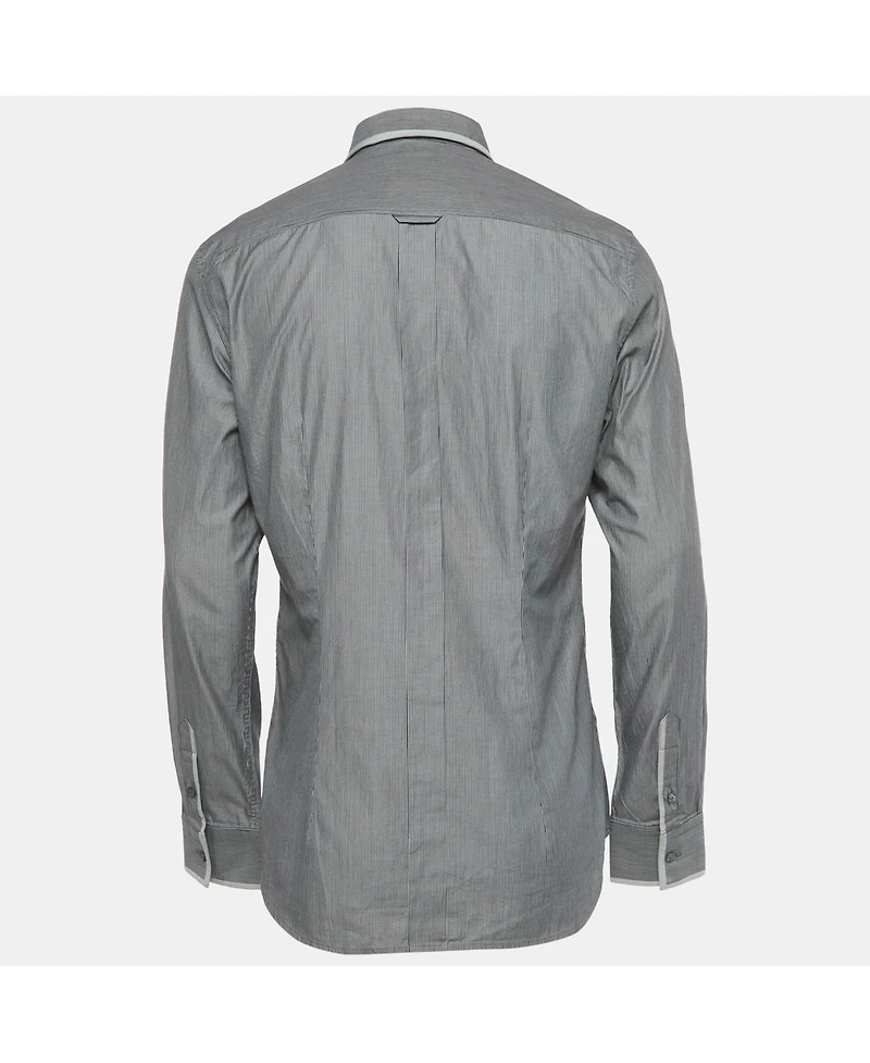 Pre-Owned Dolce & Gabbana Men's Grey Stripe Cotton Button Front Shirt