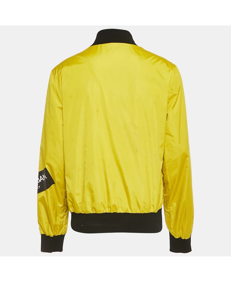 Pre-Owned Dolce & Gabbana Men's Yellow Nylon Zip-Up Bomber Jacket