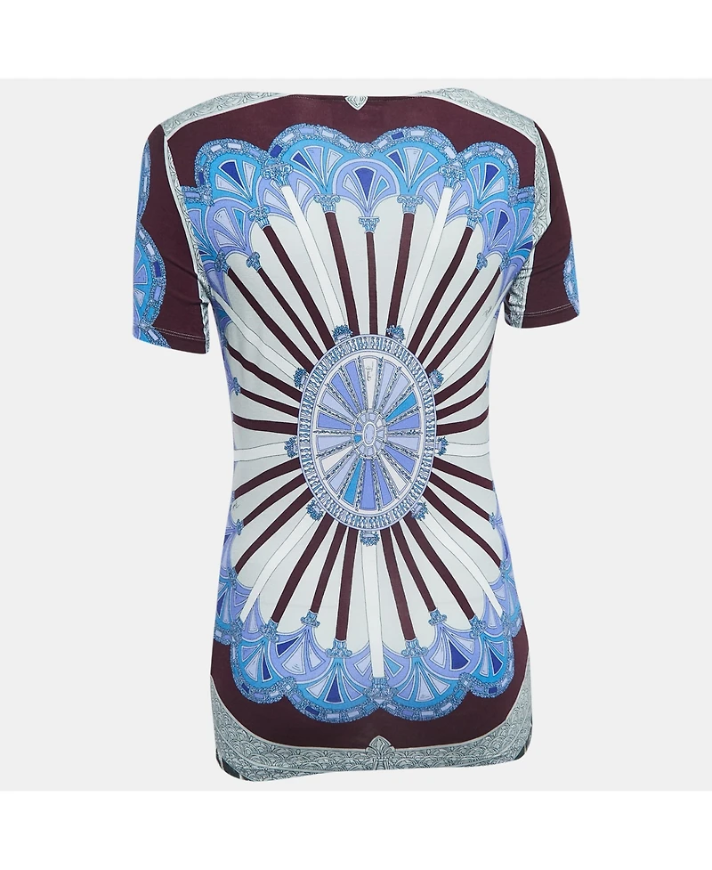 Pre-Owned Emilio Pucci Women's Multicolor Print Knit Short Sleeve Top