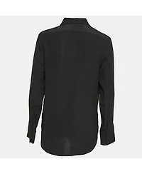 Pre-Owned Stella Mccartney Women's Black Floral Embroidered Silk Long Sleeve Shirt