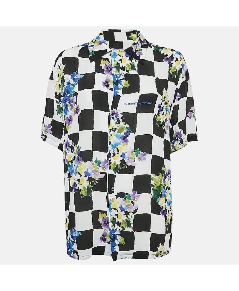 Pre-Owned Off-White Women's Check Floral Print Crepe Shirt
