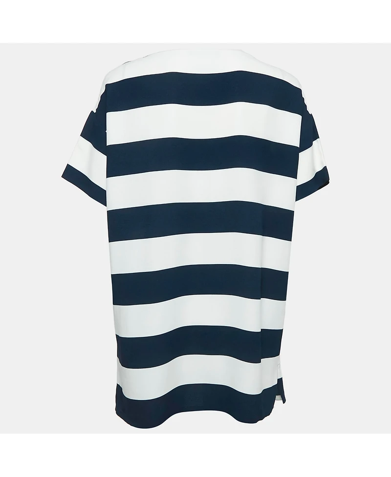 Pre-Owned Dolce & Gabbana Women's Blue/white Striped Crepe Oversized Top