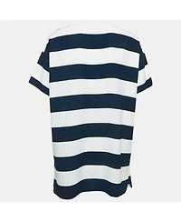 Pre-Owned Dolce & Gabbana Women's Blue/white Striped Crepe Oversized Top