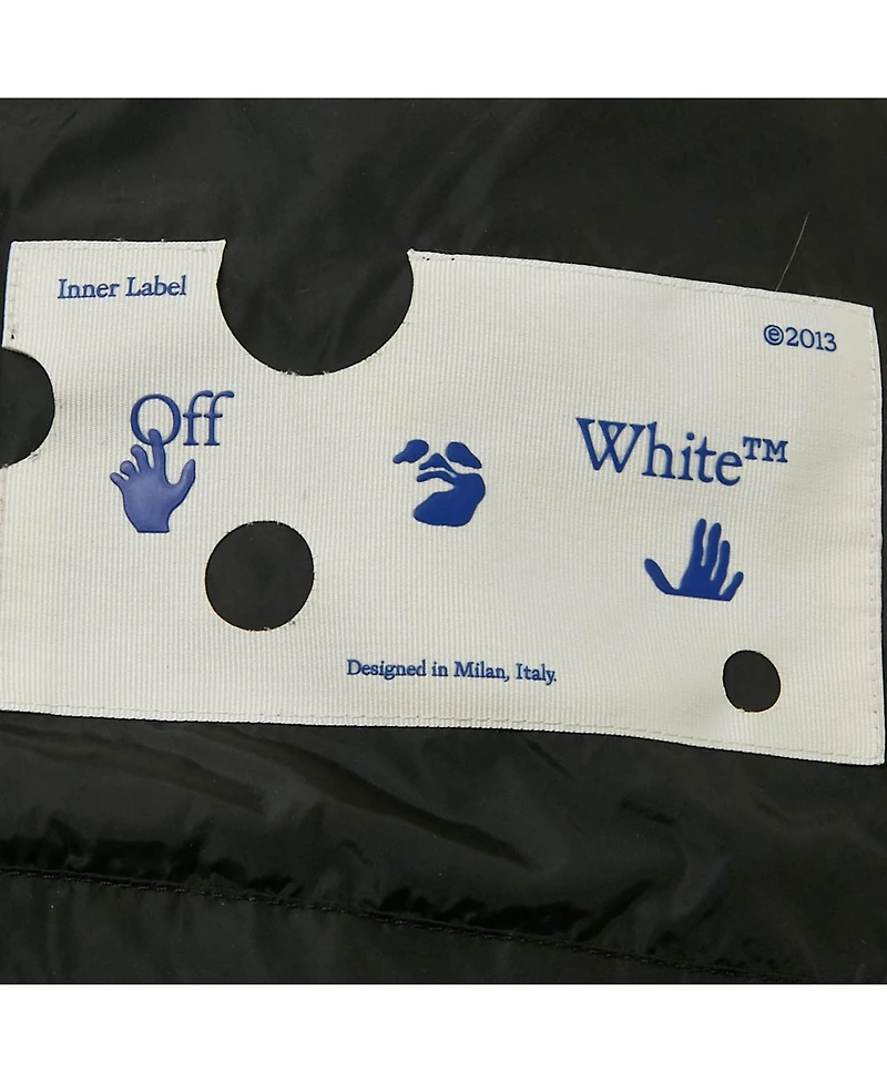 Pre-Owned Off-White Men's Black Logo Print Synthetic Hooded Windbreaker Jacket