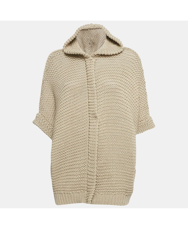 Pre-Owned Brunello Cucinelli Women's Beige Chunky Knit Zip-Up Cardigan