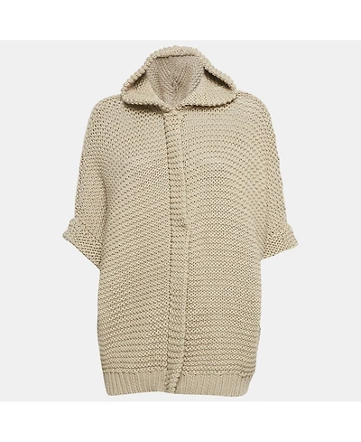 Pre-Owned Brunello Cucinelli Women's Beige Chunky Knit Zip-Up Cardigan