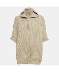 Pre-Owned Brunello Cucinelli Women's Beige Chunky Knit Zip-Up Cardigan