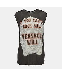 Pre-Owned Versace Women's Black Printed Jersey Loose Fit Tank Top