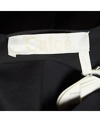 Pre-Owned Chloe Women's Navy Blue Poplin Tie-Up Cold Shoulder Blouse