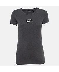 Pre-Owned Dolce & Gabbana Women's Grey Applique Cotton T-Shirt