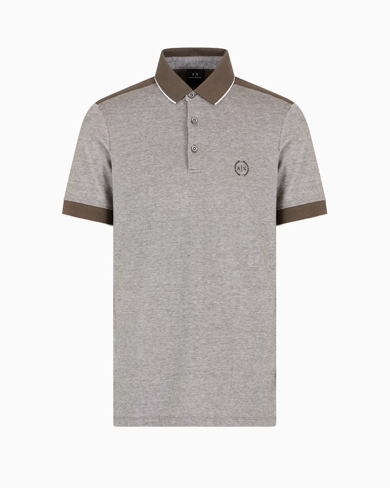 A|X Armani Exchange Men's Short Sleeve Heathered Contrast Trim Polo Shirt