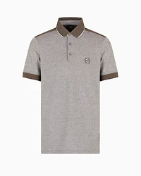 A|X Armani Exchange Men's Short Sleeve Heathered Contrast Trim Polo Shirt