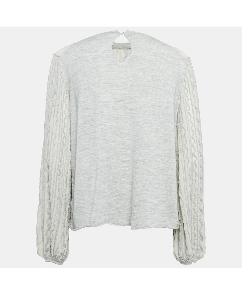 Pre-Owned Chloe Women's Grey Wavy Embroidered Silk And Jersey Top