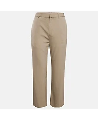 Pre-Owned Balenciaga Women's Beige Gabardine Straight-Leg Formal Trousers