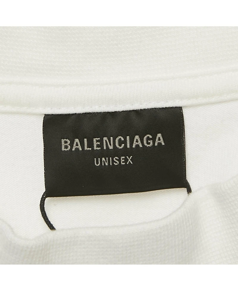 Pre-Owned Balenciaga Women's White Printed Cotton Crew Neck Oversized T-Shirt