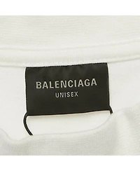 Pre-Owned Balenciaga Women's White Printed Cotton Crew Neck Oversized T-Shirt