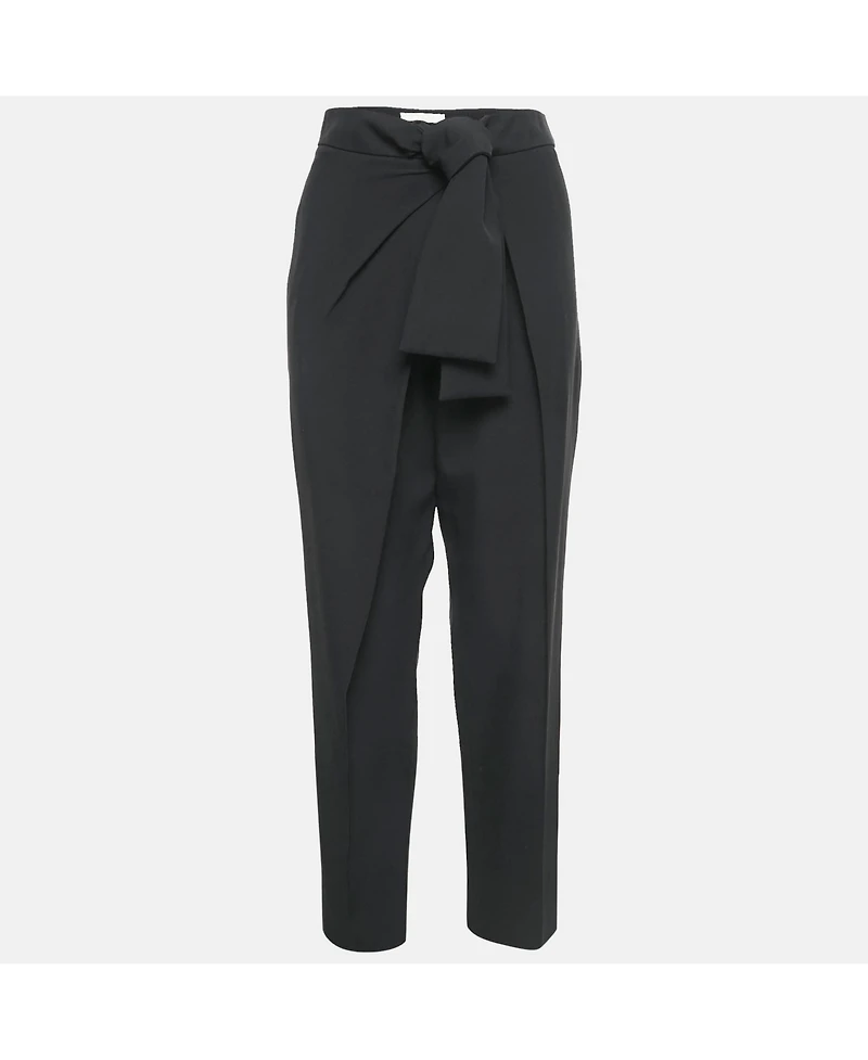 Pre-Owned Chloe Women's Black Crepe Tie-Up Detail Trousers