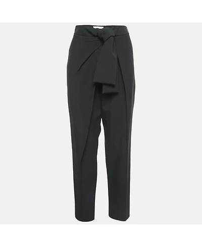 Pre-Owned Chloe Women's Black Crepe Tie-Up Detail Trousers