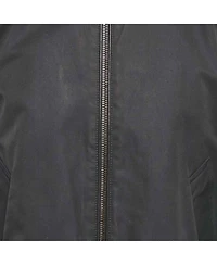 Pre-Owned Burberry Men's Navy Blue Cotton & Black Leather Zip Front Jacket