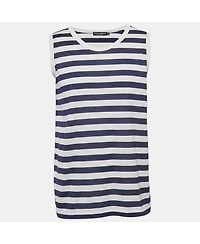 Pre-Owned Dolce & Gabbana Men's Blue/white Striped Jersey Sleeveless T-Shirt
