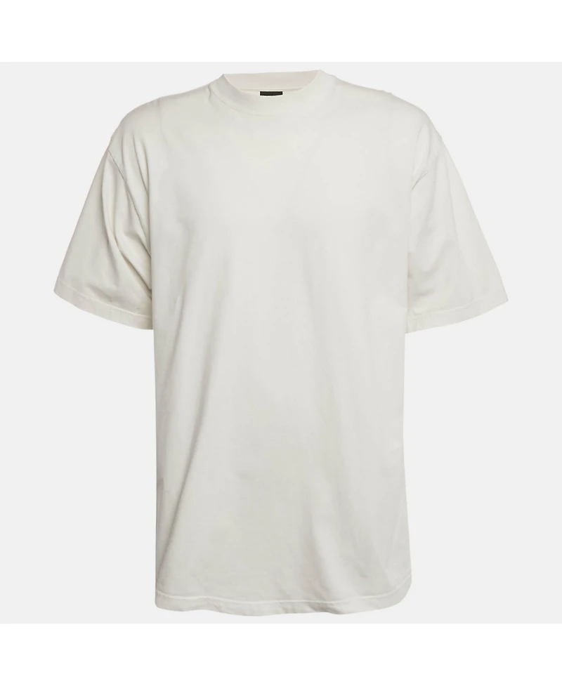 Pre-Owned Balenciaga Men's White Logo Embellished Cotton T-Shirt