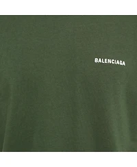 Pre-Owned Balenciaga Men's Olive Green Logo Embroidered Cotton T-Shirt