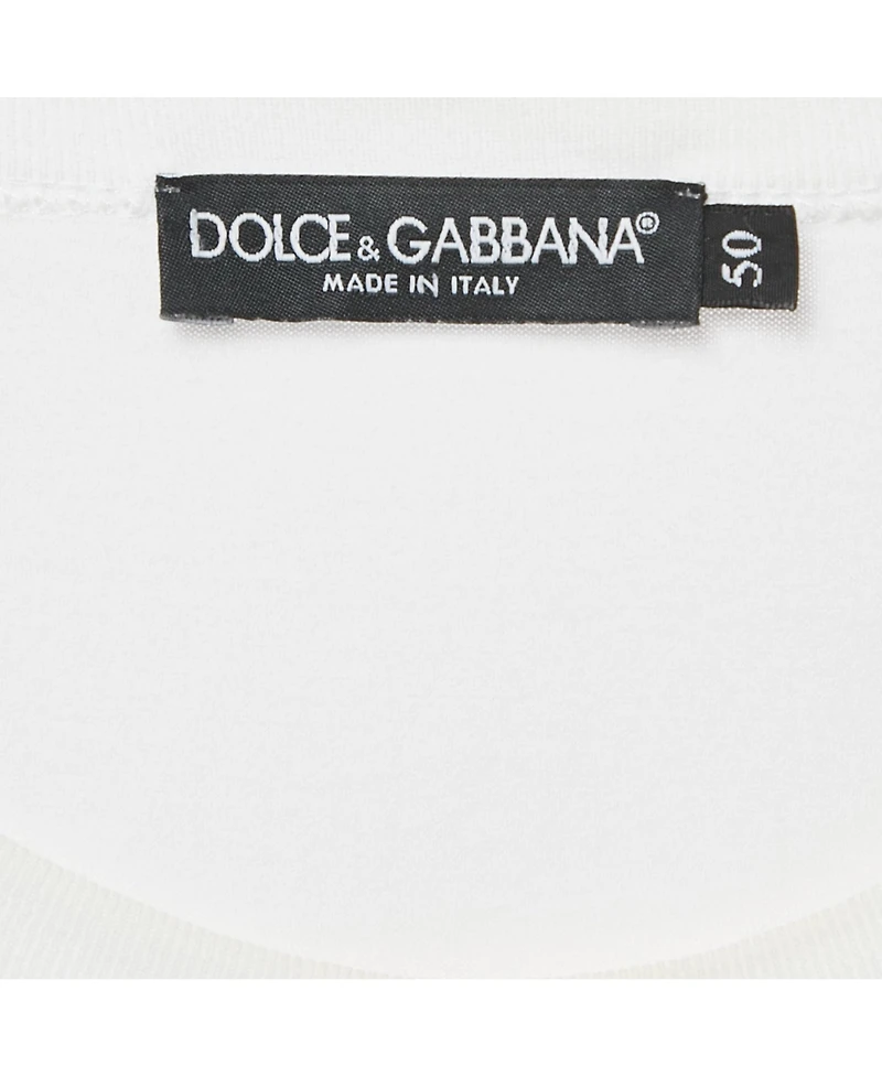 Pre-Owned Dolce & Gabbana Men's White Cotton Logo Plaque T-Shirt