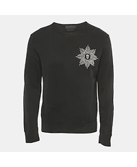 Pre-Owned Alexander Mcqueen Women's Black Embroidered Cotton Crewneck Sweatshirt