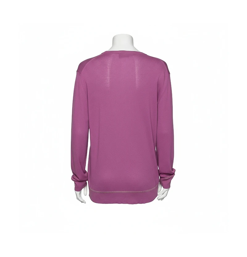 Pre-Owned Versace Women's Purple Knit Greca Detailed Long Sleeve Sweater