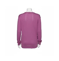 Pre-Owned Versace Women's Purple Knit Greca Detailed Long Sleeve Sweater