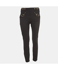 Pre-Owned Versace Women's Jeans Couture Black Belt Pocket Detail Skinny Pants