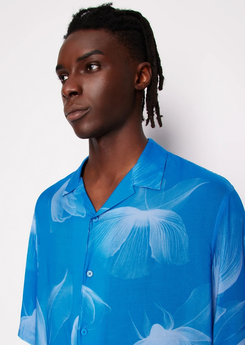 A|X Armani Exchange Men's Boxy-Fit Floral Graphic Shirt