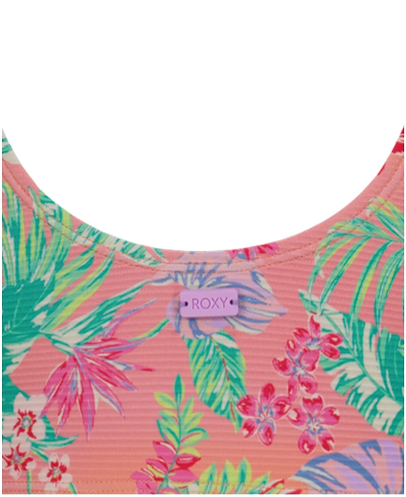 Roxy Girls' 7-16 Floral Printed Swim Top and Bottom, 2-Piece Set